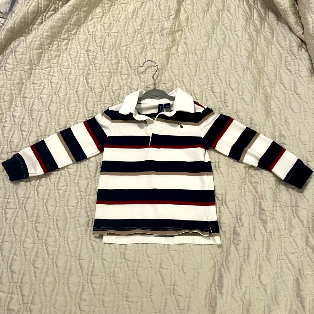 Janie and Jack Striped Rugby shirt - Size 3 in Connor Navy Stripe